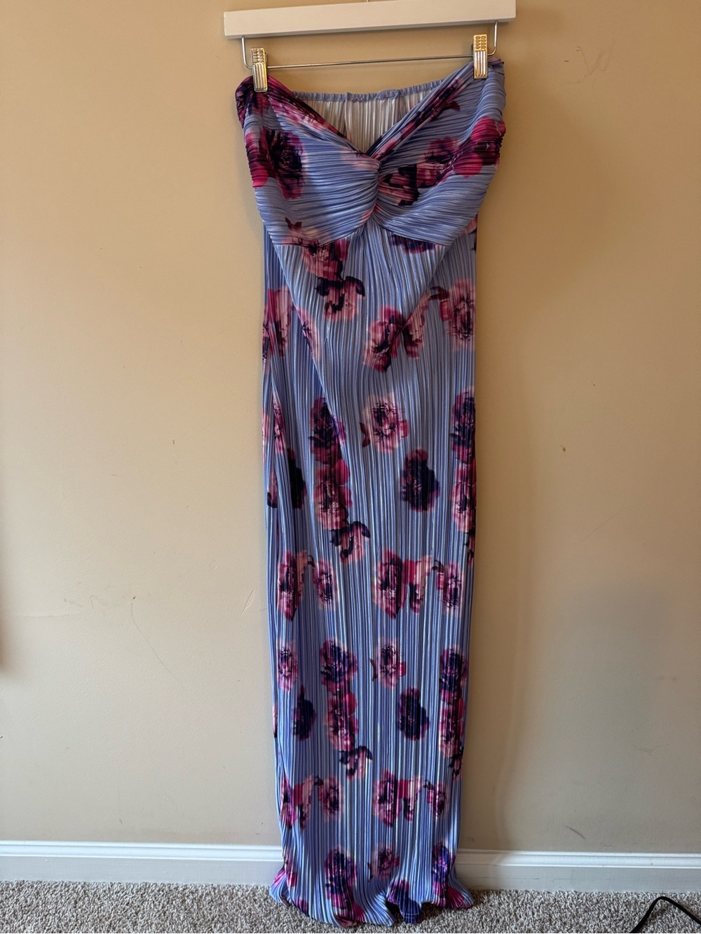 Strapless Lavender Floral Maxi Dress